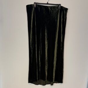 Anthropologie Plus Moss Green Velvet Pull On Maxi Slip Skirt. Plus Size 3X. NWT
